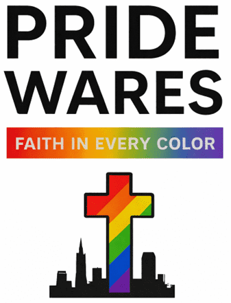 Logo of Pride Wares featuring a rainbow-colored cross and the slogan.