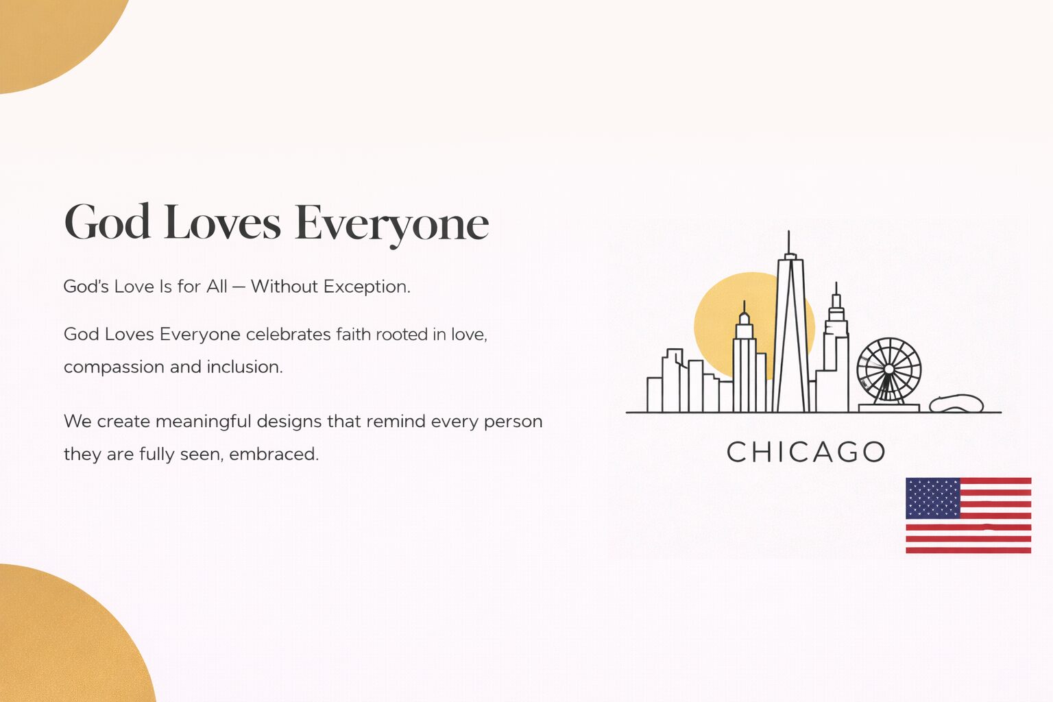 A promotional slide for a Chicago-based design company called Loves Everyone.